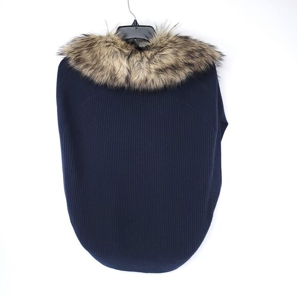 Michael Kors Vest Womens Small Faux Fur Poncho Angora Blend Collared Zip Coat - Picture 2 of 9